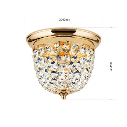 Crystal ceiling light PLAFOND 1xE27/40W/230V d. 26 cm gold