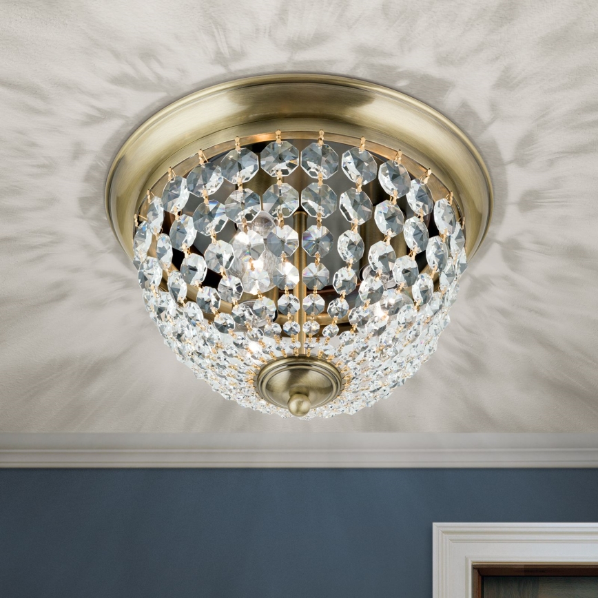 Crystal ceiling light PLAFOND 3xE27/40W/230V d. 35 cm bronze