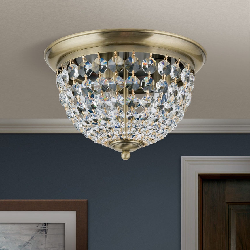 Crystal ceiling light PLAFOND 3xE27/40W/230V d. 35 cm bronze