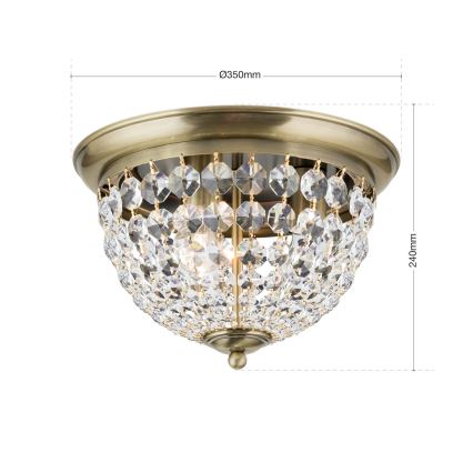 Crystal ceiling light PLAFOND 3xE27/40W/230V d. 35 cm bronze