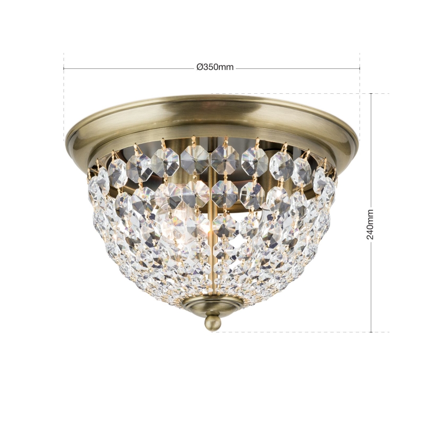 Crystal ceiling light PLAFOND 3xE27/40W/230V d. 35 cm bronze