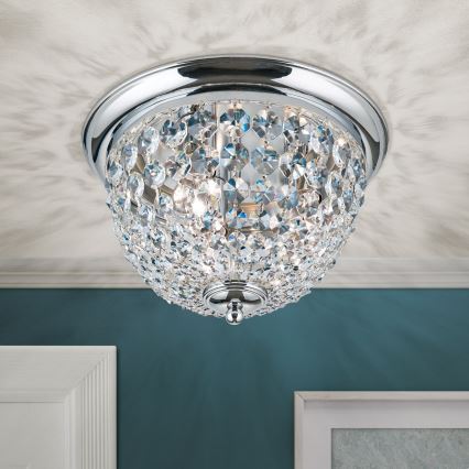 Crystal ceiling light PLAFOND 3xE27/40W/230V d. 35 cm shiny chrome