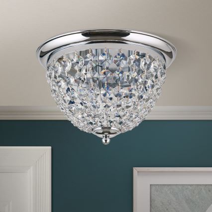Crystal ceiling light PLAFOND 3xE27/40W/230V d. 35 cm shiny chrome