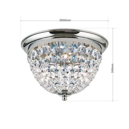 Crystal ceiling light PLAFOND 3xE27/40W/230V d. 35 cm shiny chrome