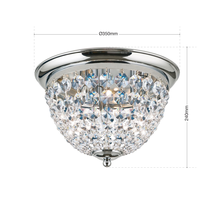 Crystal ceiling light PLAFOND 3xE27/40W/230V d. 35 cm shiny chrome