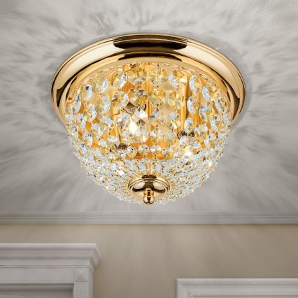 Crystal ceiling light PLAFOND 3xE27/40W/230V d. 35 cm gold