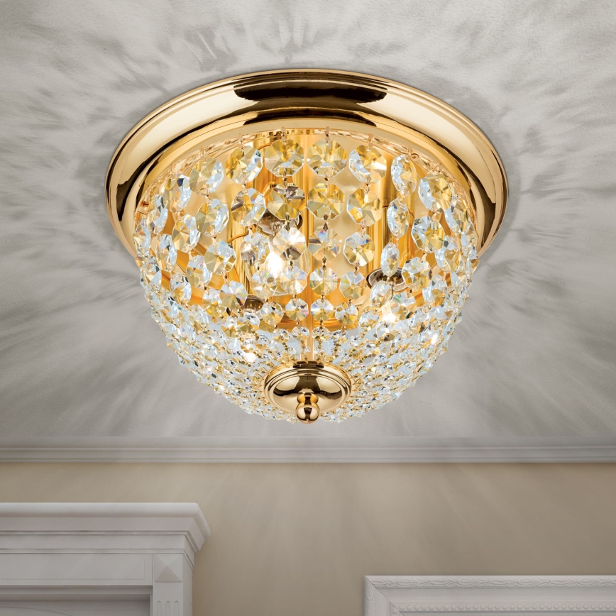 Crystal ceiling light PLAFOND 3xE27/40W/230V d. 35 cm gold