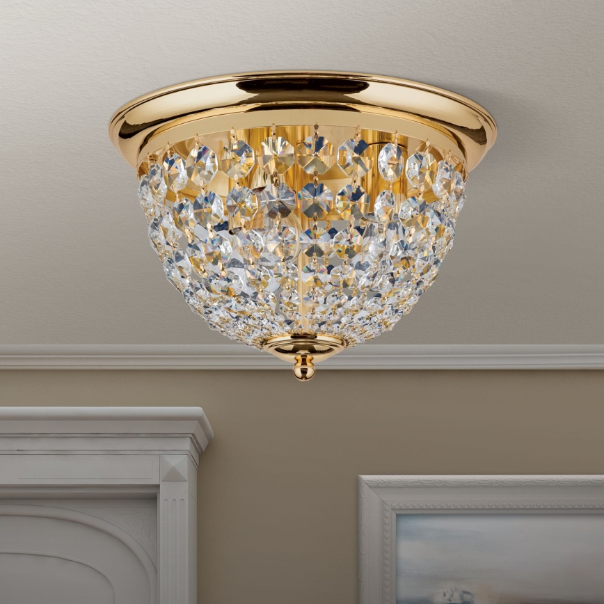 Crystal ceiling light PLAFOND 3xE27/40W/230V d. 35 cm gold
