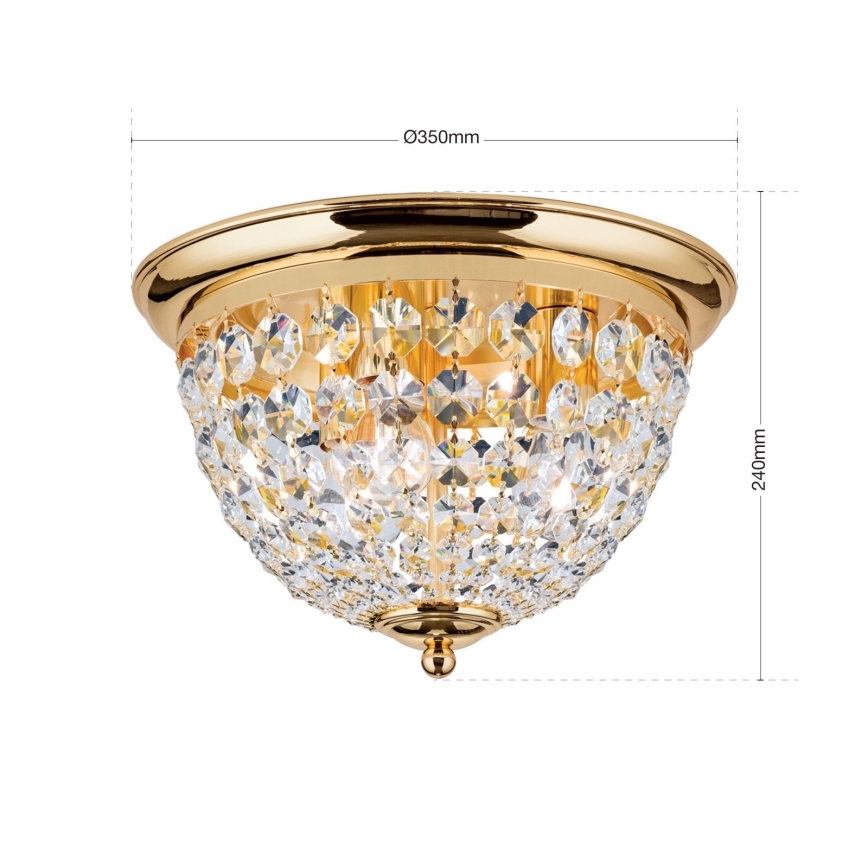 Crystal ceiling light PLAFOND 3xE27/40W/230V d. 35 cm gold