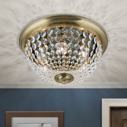 Crystal ceiling light PLAFOND 6xE27/40W/230V d. 47 cm bronze