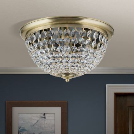 Crystal ceiling light PLAFOND 6xE27/40W/230V d. 47 cm bronze