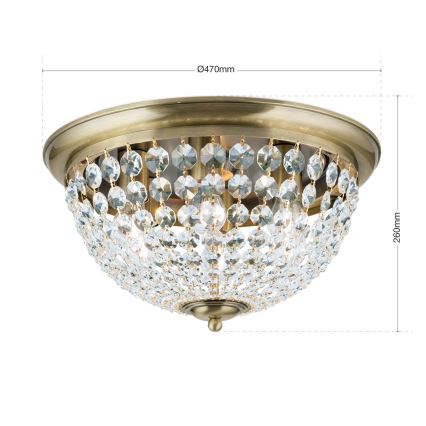 Crystal ceiling light PLAFOND 6xE27/40W/230V d. 47 cm bronze