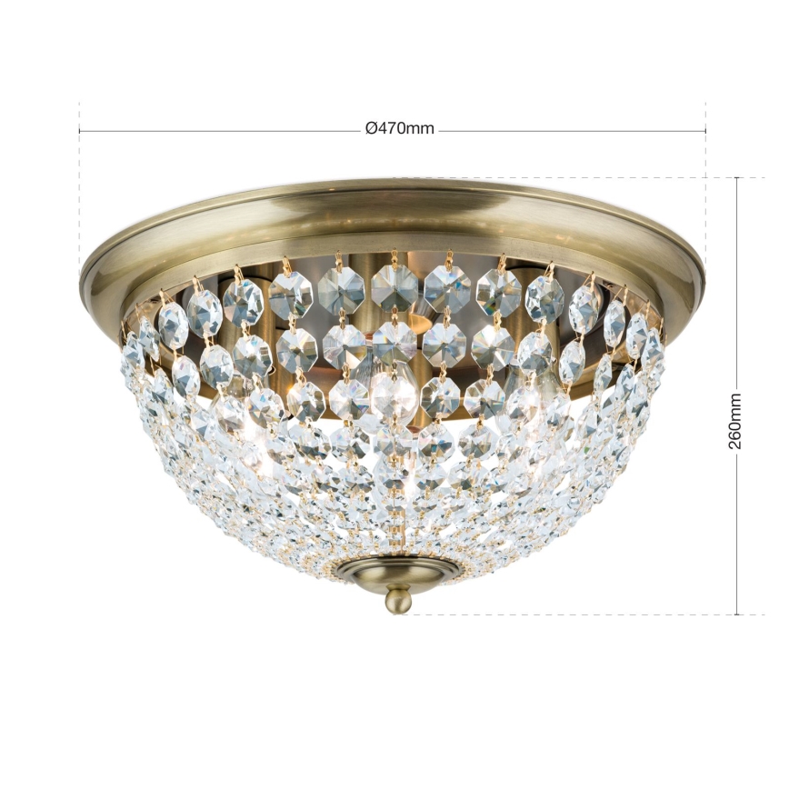 Crystal ceiling light PLAFOND 6xE27/40W/230V d. 47 cm bronze