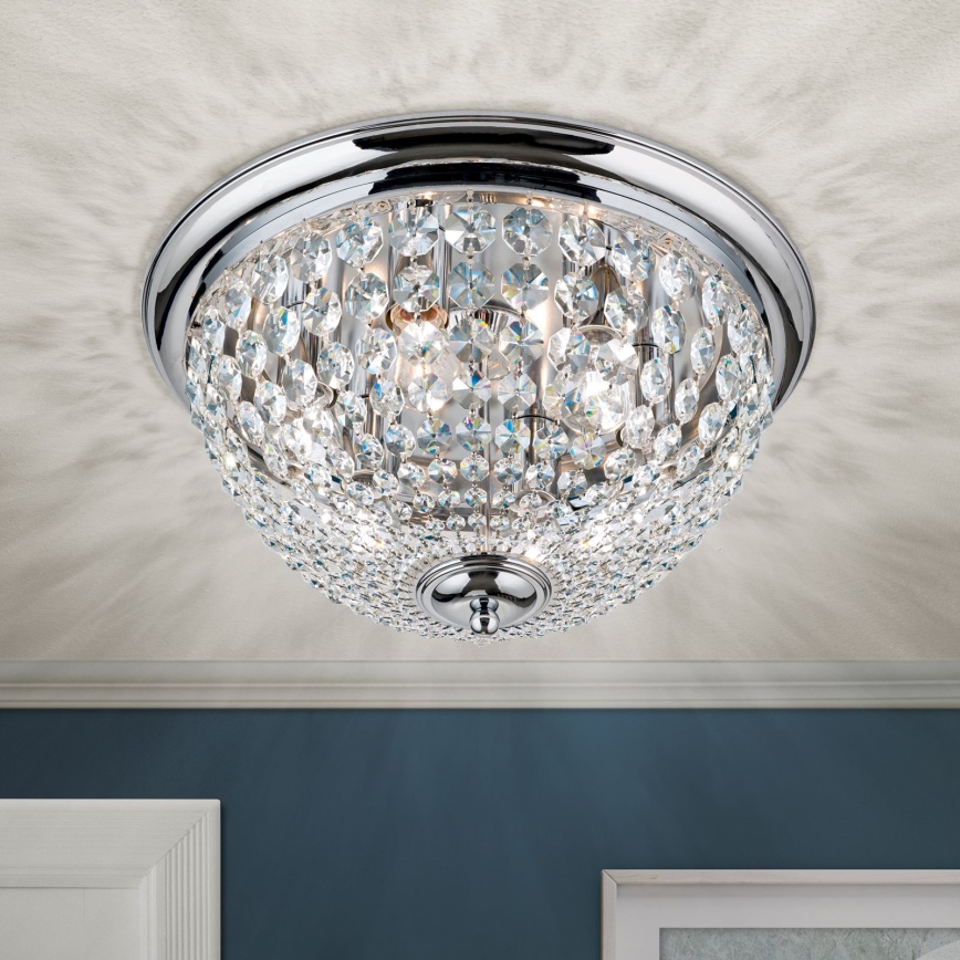 Crystal ceiling light PLAFOND 6xE27/40W/230V d. 47 cm shiny chrome