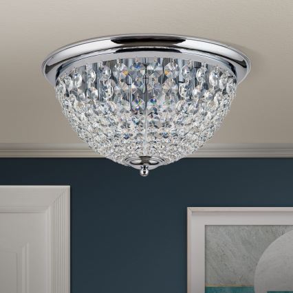 Crystal ceiling light PLAFOND 6xE27/40W/230V d. 47 cm shiny chrome