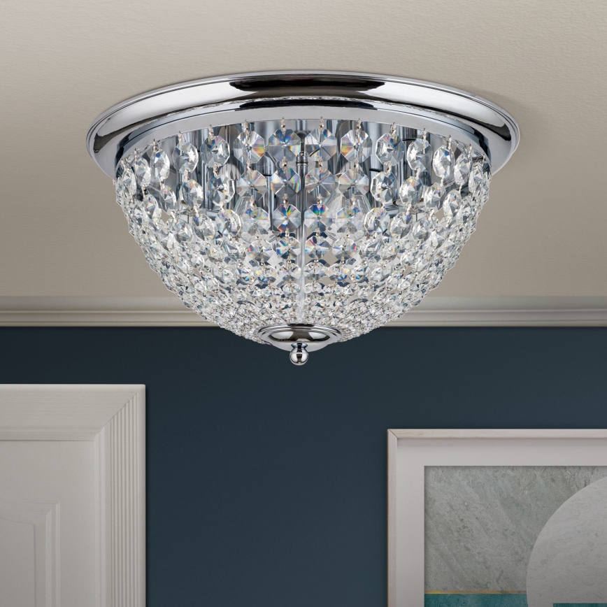 Crystal ceiling light PLAFOND 6xE27/40W/230V d. 47 cm shiny chrome