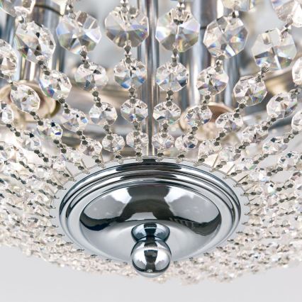 Crystal ceiling light PLAFOND 6xE27/40W/230V d. 47 cm shiny chrome