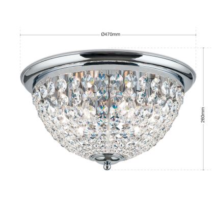 Crystal ceiling light PLAFOND 6xE27/40W/230V d. 47 cm shiny chrome