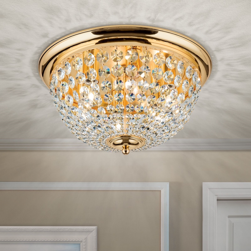 Crystal ceiling light PLAFOND 6xE27/40W/230V d. 47 cm gold
