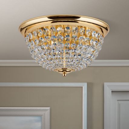 Crystal ceiling light PLAFOND 6xE27/40W/230V d. 47 cm gold