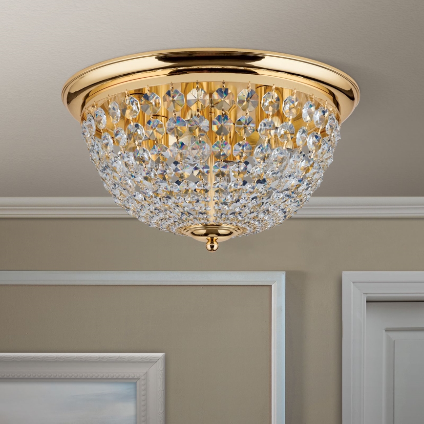 Crystal ceiling light PLAFOND 6xE27/40W/230V d. 47 cm gold