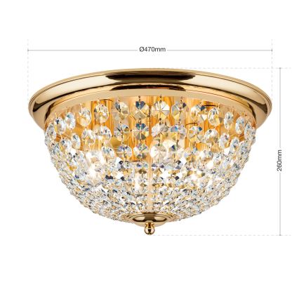 Crystal ceiling light PLAFOND 6xE27/40W/230V d. 47 cm gold