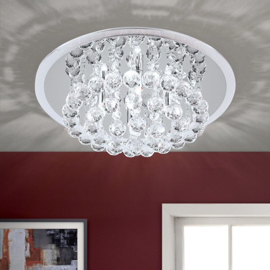 Crystal ceiling light GLORIA 4xG9/40W/230V d. 38 cm clear/shiny chrome