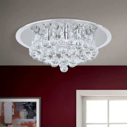 Crystal ceiling light GLORIA 4xG9/40W/230V d. 38 cm clear/shiny chrome