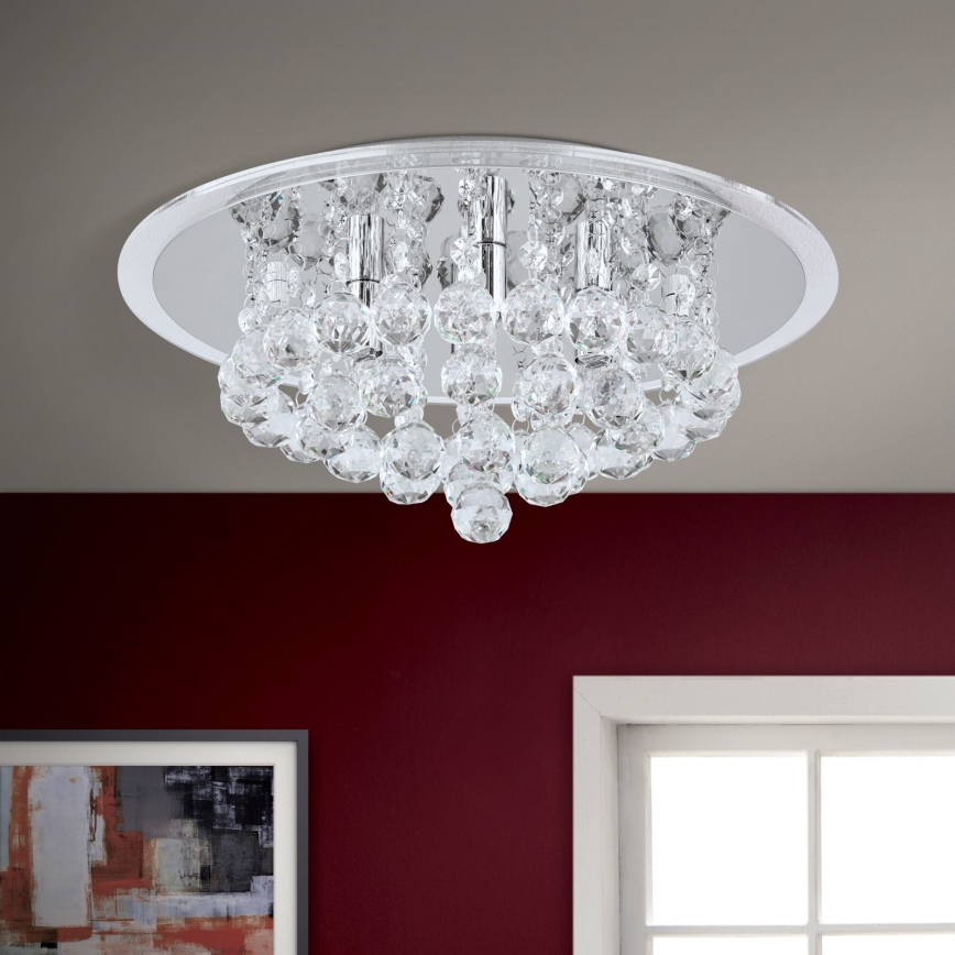 Crystal ceiling light GLORIA 4xG9/40W/230V d. 38 cm clear/shiny chrome