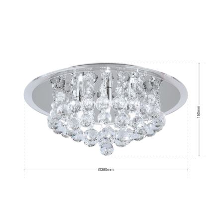 Crystal ceiling light GLORIA 4xG9/40W/230V d. 38 cm clear/shiny chrome