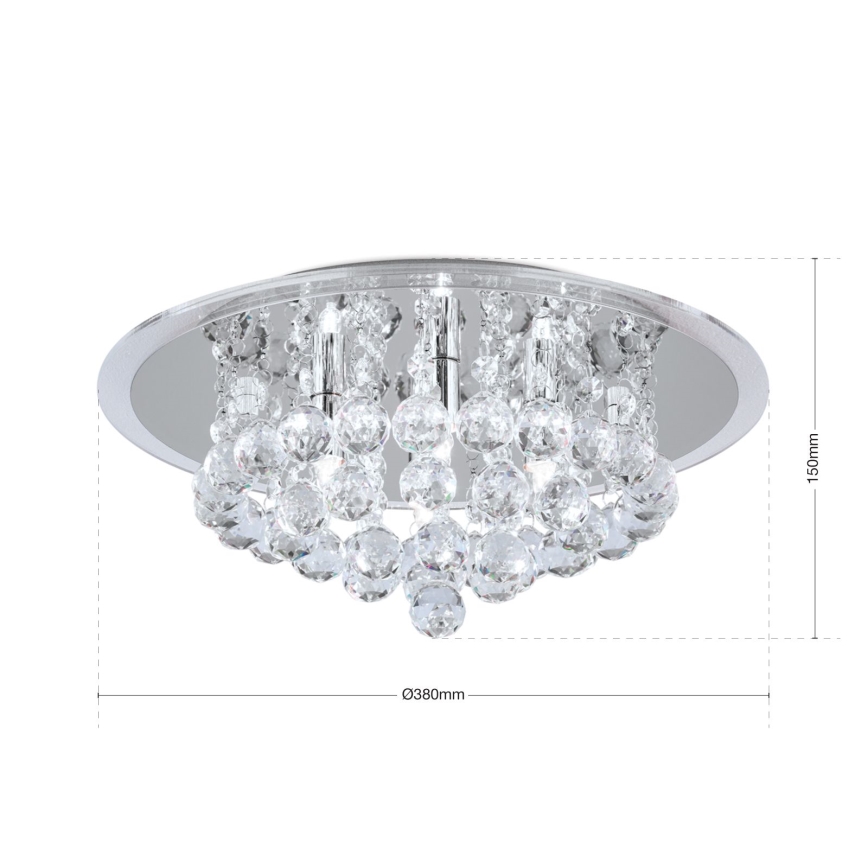 Crystal ceiling light GLORIA 4xG9/40W/230V d. 38 cm clear/shiny chrome