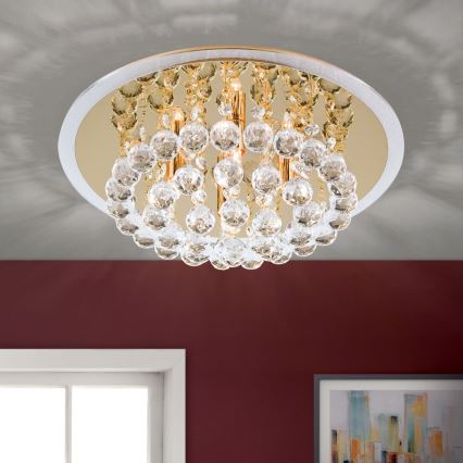 Crystal ceiling light GLORIA 4xG9/40W/230V d. 38 cm gold