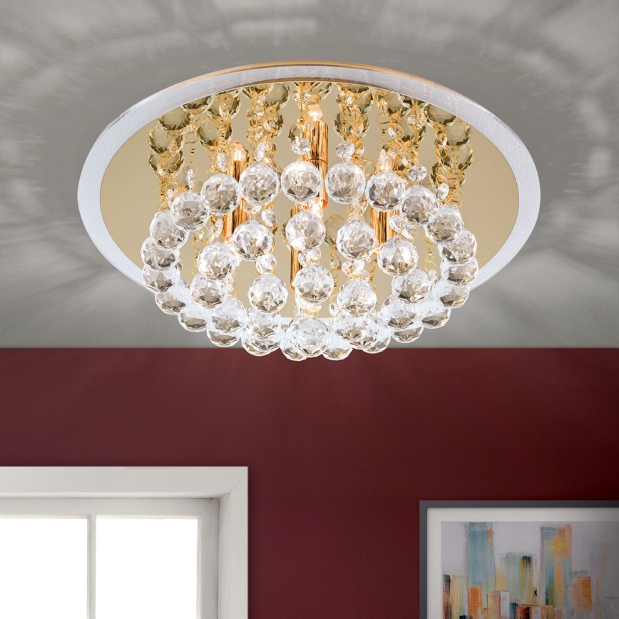 Crystal ceiling light GLORIA 4xG9/40W/230V d. 38 cm gold