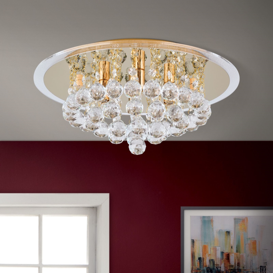 Crystal ceiling light GLORIA 4xG9/40W/230V d. 38 cm gold
