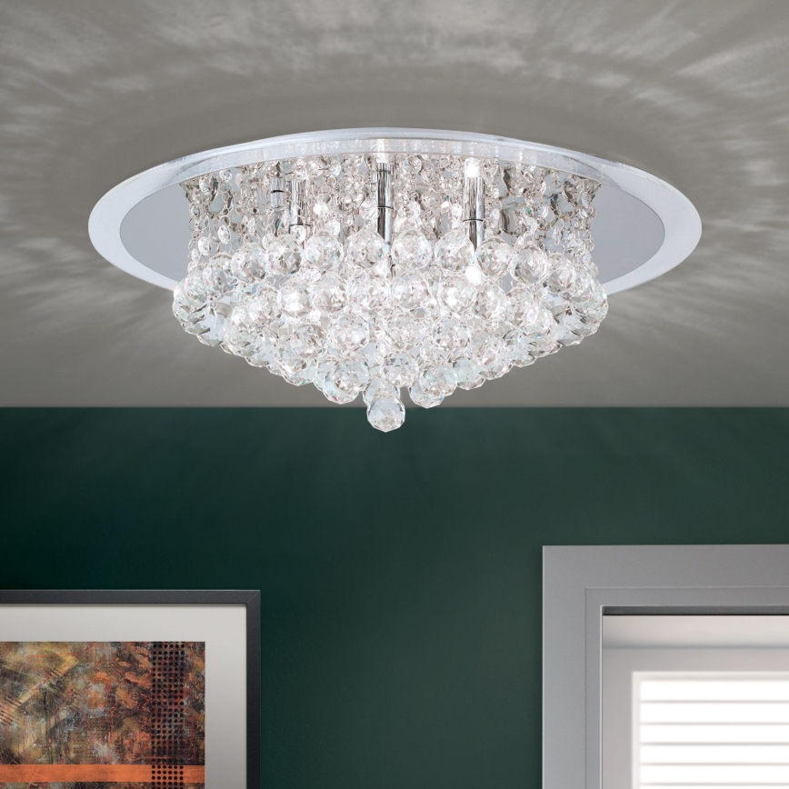 Crystal ceiling light GLORIA 6xG9/40W/230V d. 50 cm clear/shiny chrome
