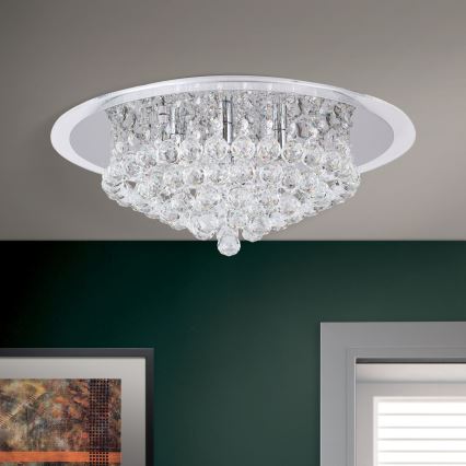 Crystal ceiling light GLORIA 6xG9/40W/230V d. 50 cm clear/shiny chrome