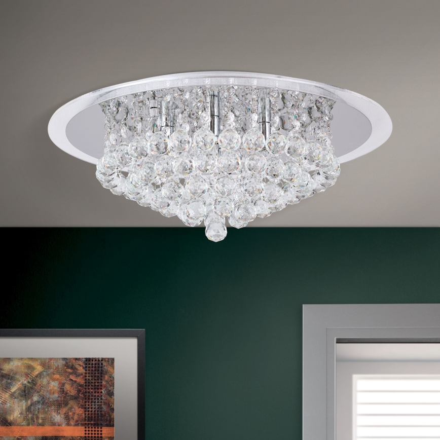 Crystal ceiling light GLORIA 6xG9/40W/230V d. 50 cm clear/shiny chrome