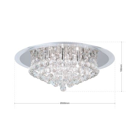 Crystal ceiling light GLORIA 6xG9/40W/230V d. 50 cm clear/shiny chrome