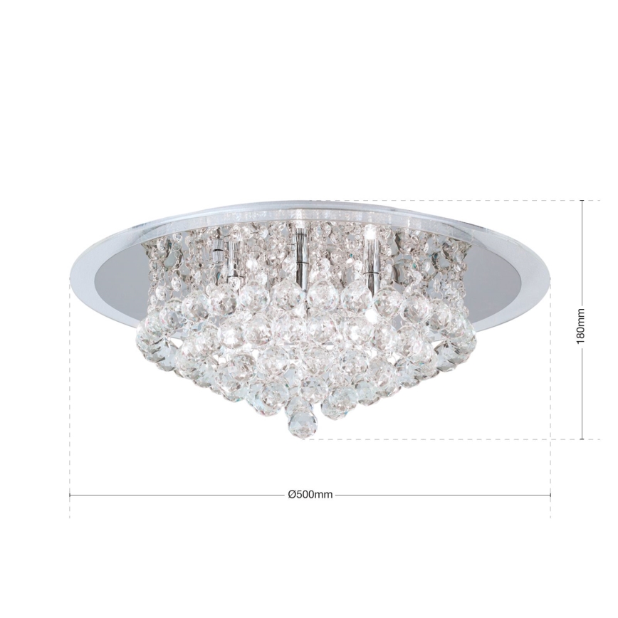 Crystal ceiling light GLORIA 6xG9/40W/230V d. 50 cm clear/shiny chrome
