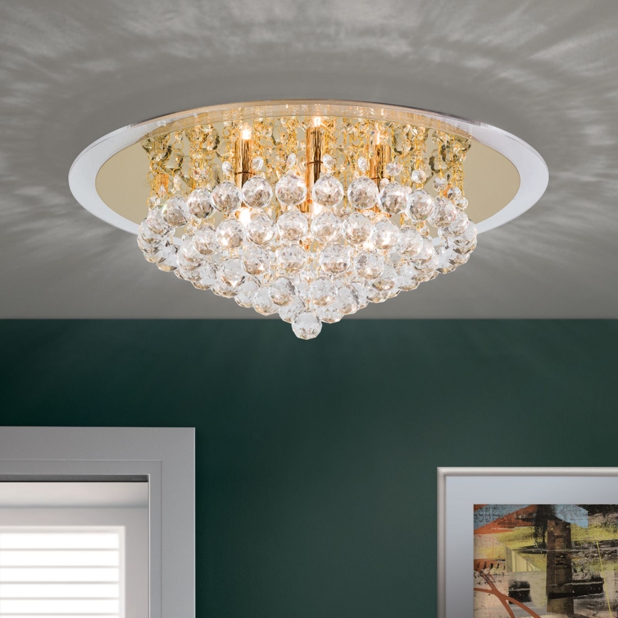 Crystal ceiling light GLORIA 6xG9/40W/230V d. 50 cm gold