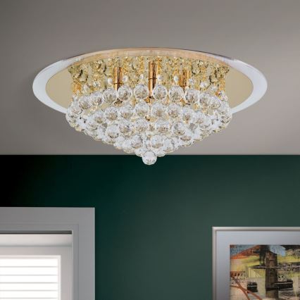 Crystal ceiling light GLORIA 6xG9/40W/230V d. 50 cm gold