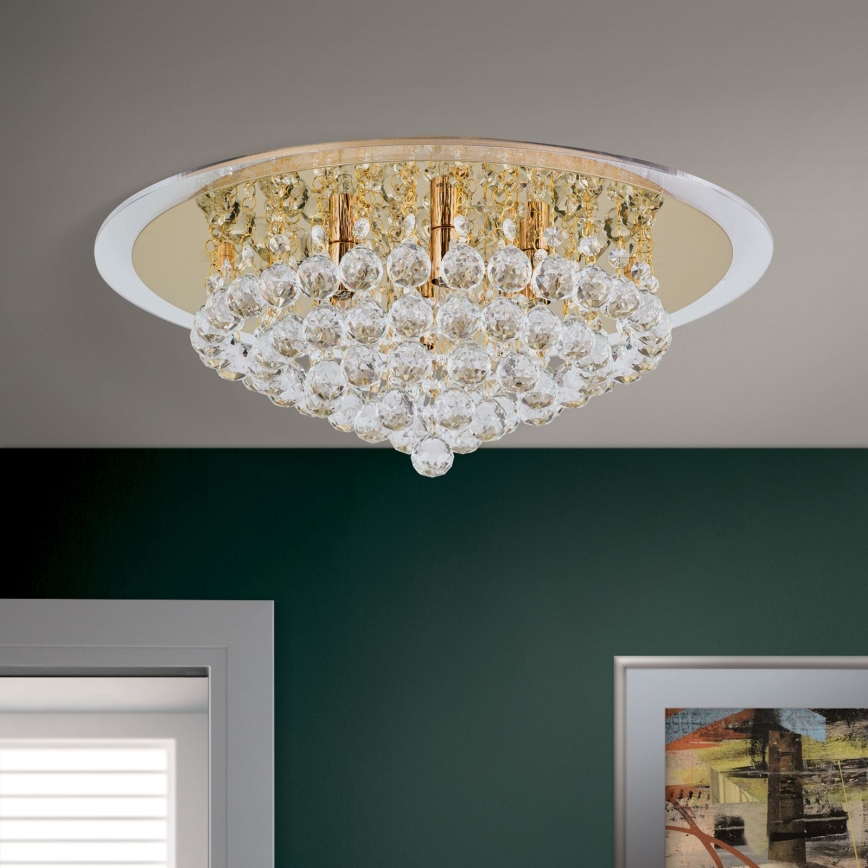 Crystal ceiling light GLORIA 6xG9/40W/230V d. 50 cm gold