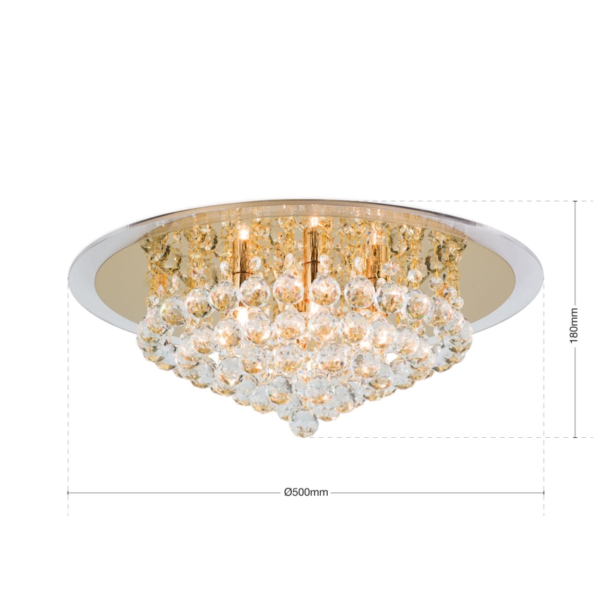 Crystal ceiling light GLORIA 6xG9/40W/230V d. 50 cm gold