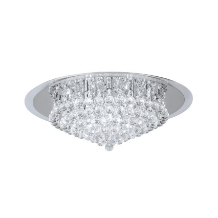 Crystal ceiling light GLORIA 9xG9/40W/230V d. 62 cm clear/shiny chrome