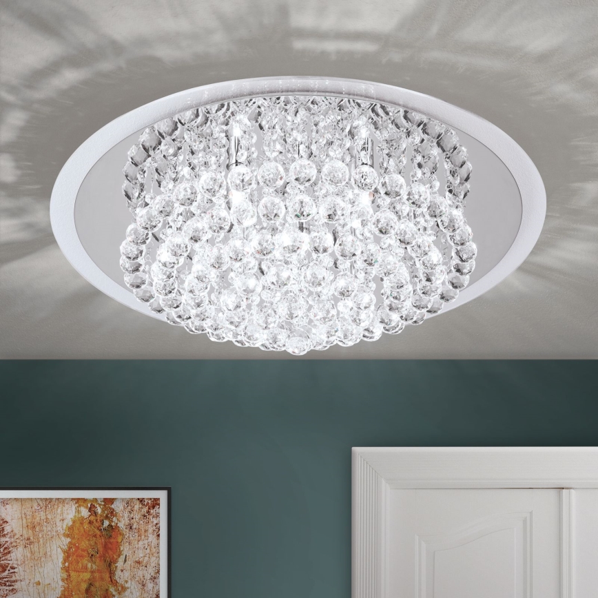 Crystal ceiling light GLORIA 9xG9/40W/230V d. 62 cm clear/shiny chrome