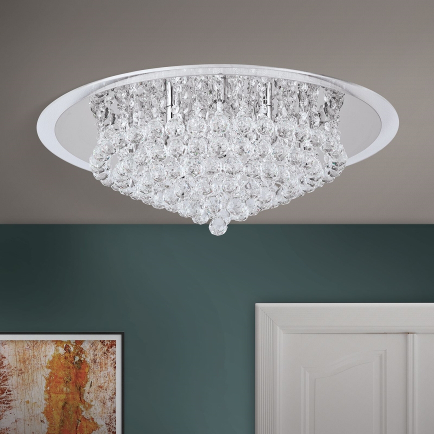 Crystal ceiling light GLORIA 9xG9/40W/230V d. 62 cm clear/shiny chrome