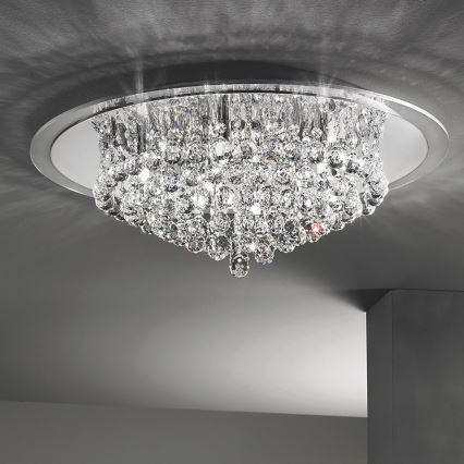 Crystal ceiling light GLORIA 9xG9/40W/230V d. 62 cm clear/shiny chrome