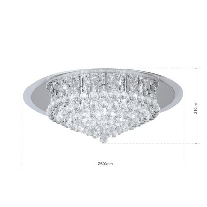 Crystal ceiling light GLORIA 9xG9/40W/230V d. 62 cm clear/shiny chrome