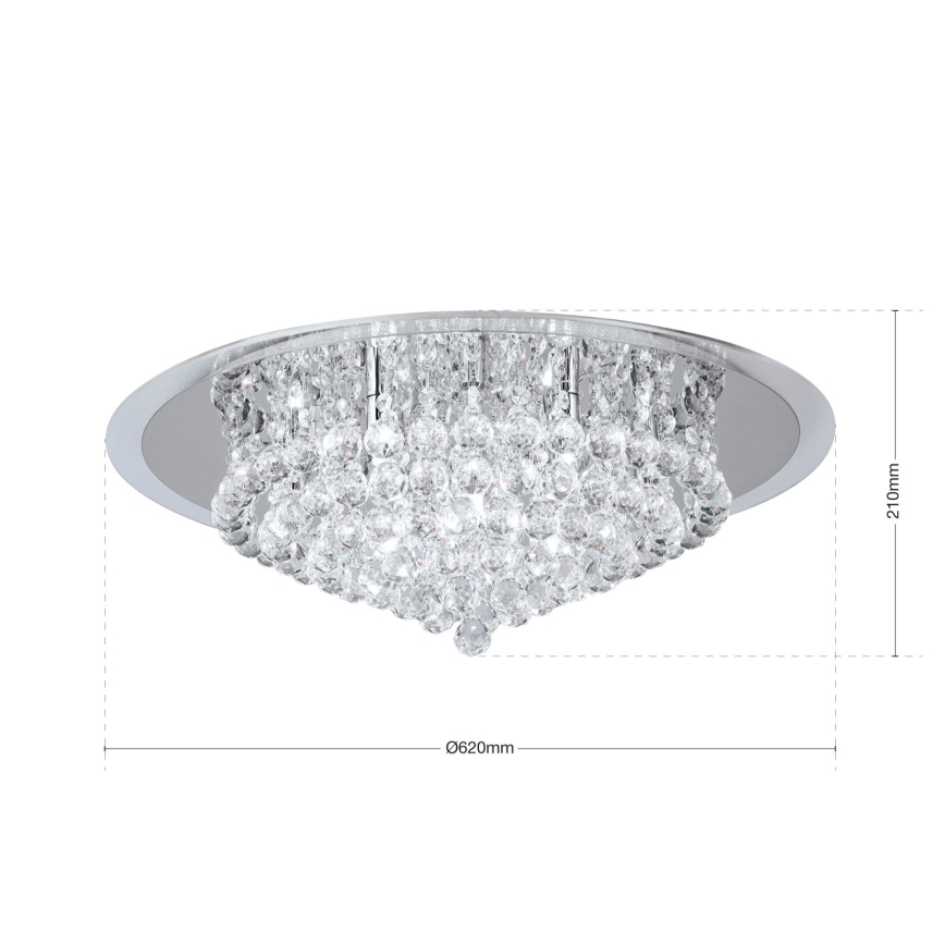 Crystal ceiling light GLORIA 9xG9/40W/230V d. 62 cm clear/shiny chrome