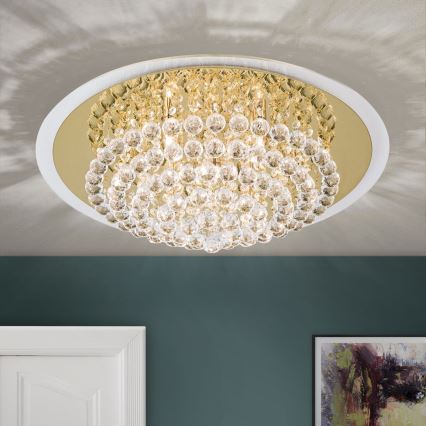 Crystal ceiling light GLORIA 9xG9/40W/230V d. 62 cm gold